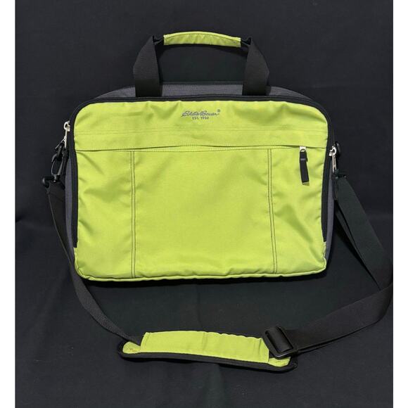 Eddie Bauer Other - Eddie Bauer Messenger Laptop Bag Nylon Canvas Commuter Padded - Lime Green